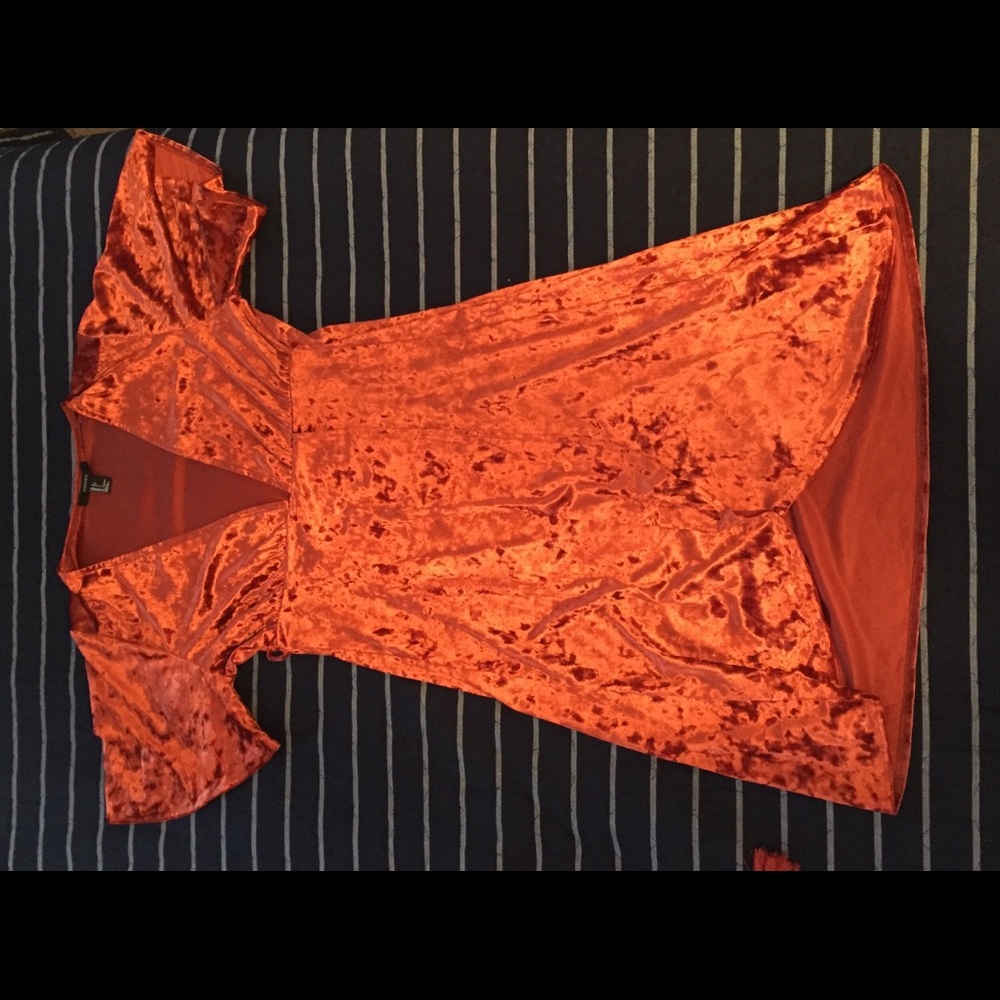 Forever 21 crush velvet orange dress